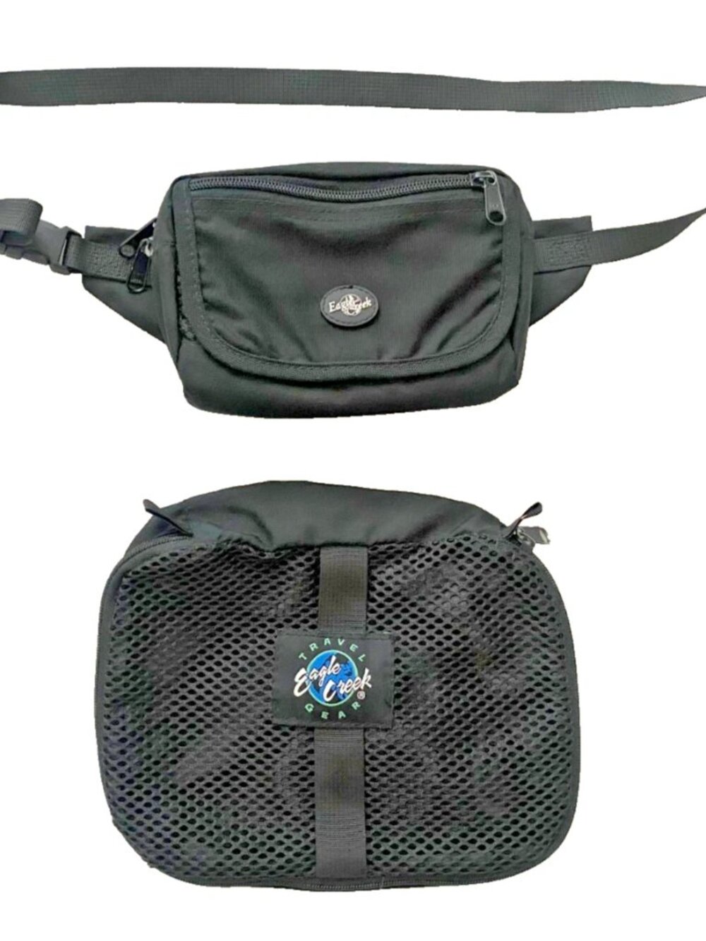 EAGLE CREEK Small Crossbody and Toiletry Bag Travel Bundle Black Nylon Gorpcore